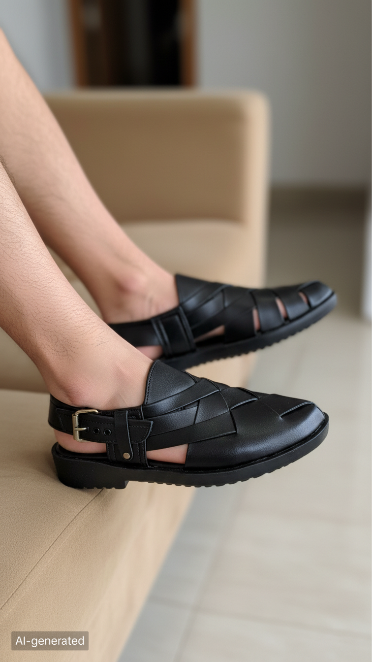Peshawari Chappal BLK - Image 2
